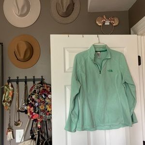 Women’s North Face teal fleece quarter zip size large